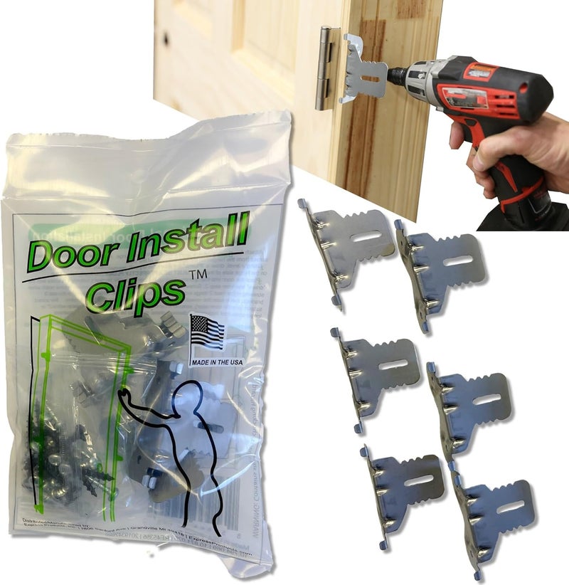 door install kit Door Install Clip™ | 1 Complete Door Hanging Kit | Quick & EZ Door Installation | Patented Bracket - Image 1